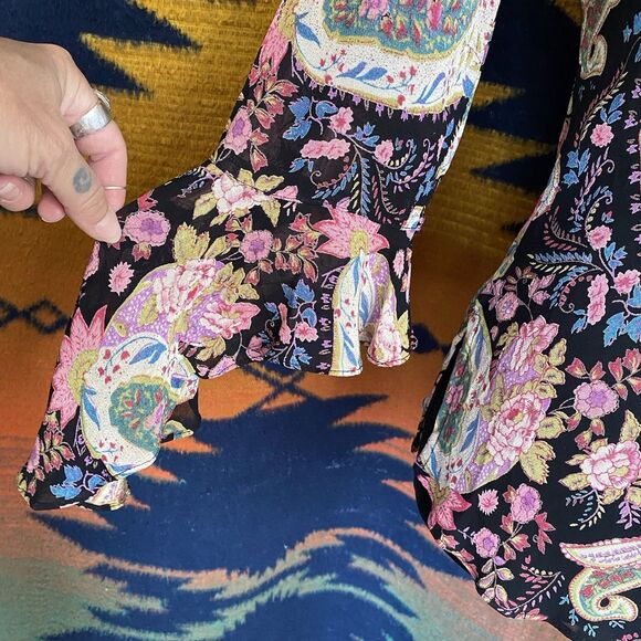 Vintage Angie 100% Rayon Hippie Boho Paisley Blouse. Festival Wear. India. S/M - Picture 3 of 14